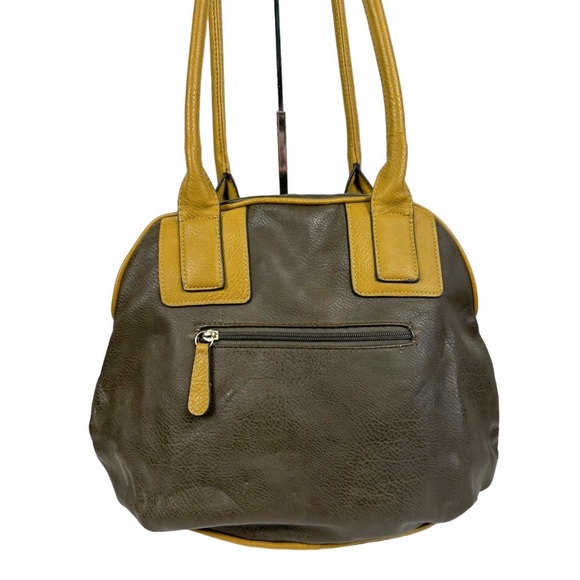 Black Rivet Faux Leather Bag Brown and Yellow - Picture 5 of 11